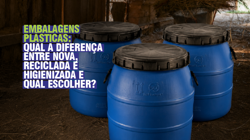 Entenda as diferenças entre embalagens plásticas novas de matéria-prima virgem, novas produzidas com matéria-prima reciclada e embalagens usadas higienizadas para escolher a solução com melhor custo-benefício para cada aplicação.